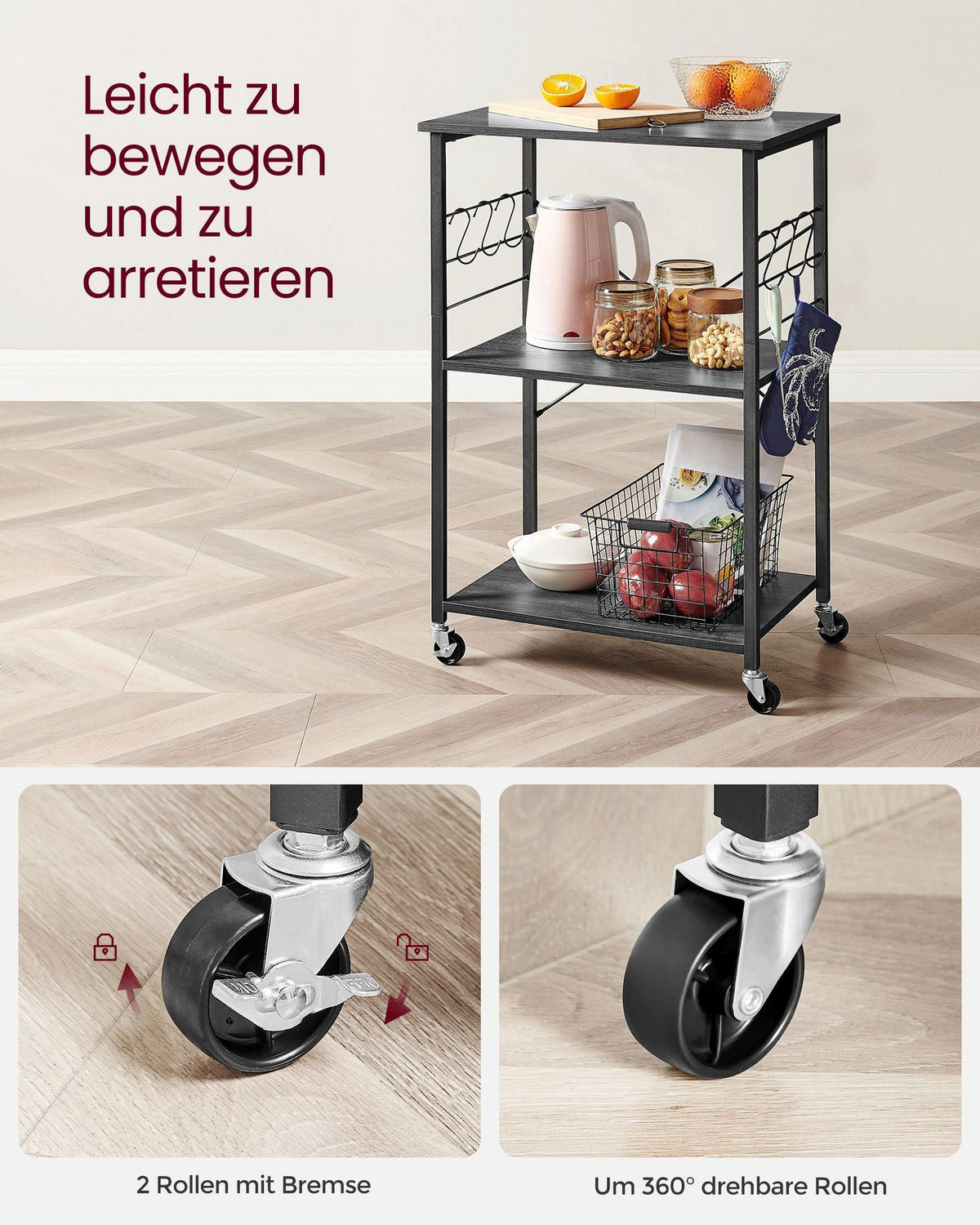 KÜCHENREGAL OSLO - Eukalyptusholzfarben, Holzwerkstoff (60/89/40cm) - Hansiro