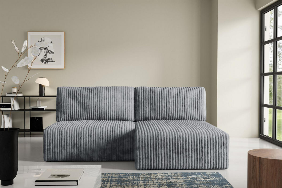 ECKSOFA Natalia Xs - Grau, Holzwerkstoff/Textil (210/149cm) - Fun Möbel