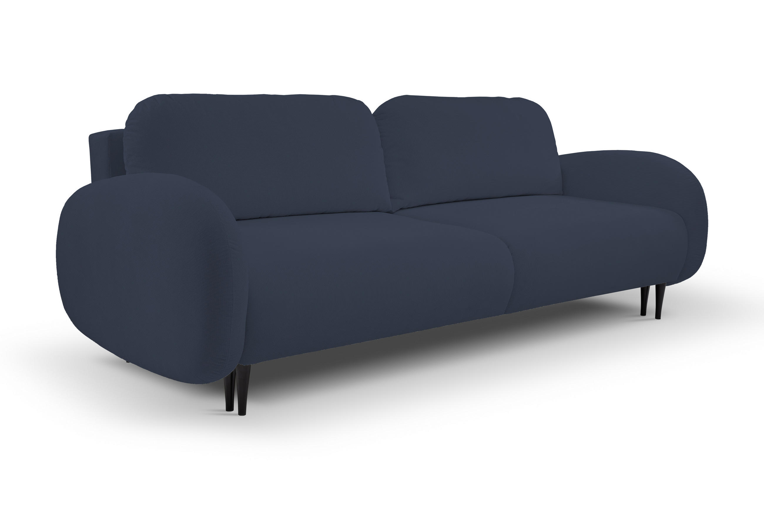SOFA SOFT RunAgin Mit Schlaffunktion Und Bettkasten, PUR-Schaum, Schwarze Kunststofffüße, lose Rückenkissen, freistehend, 232x109x95 cm Blue - Blau, Holz/Textil (232/95/109cm) - DomoHome