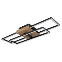 LED DECKENLEUCHTE Kendra Holzoptik Schwarz - Schwarz, Metall (60/15/10cm) - Globo Lighting