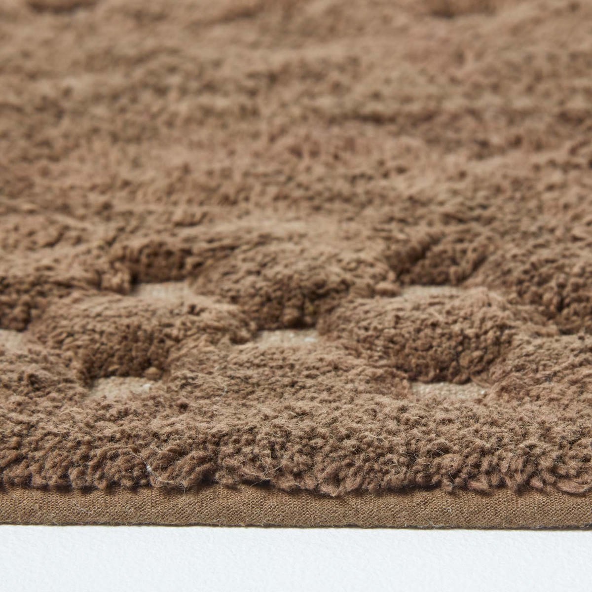 BADEMATTE 45/75 cm Karo-Bordüre, Baumwolle - Braun, Textil (45/75cm) - Homescapes