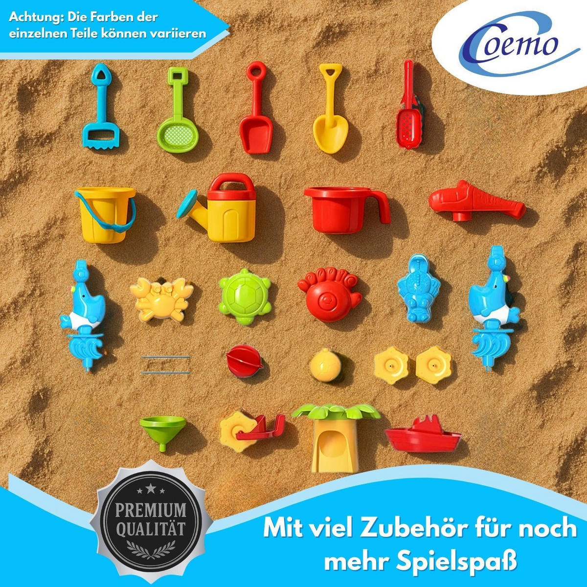 WASSERSPIELTISCH NARIUS XL mit Zubehör 20 Teile - Multicolor, Kunststoff (60/60/61cm) - Coemo