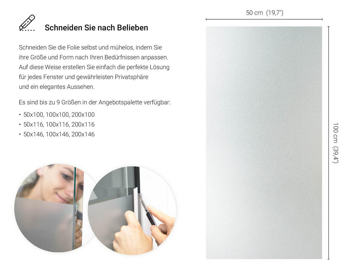 SICHTSCHUTZFOLIE – 50x106 cm - Transparent, Kunststoff (50/100/0.1cm) - TULUP