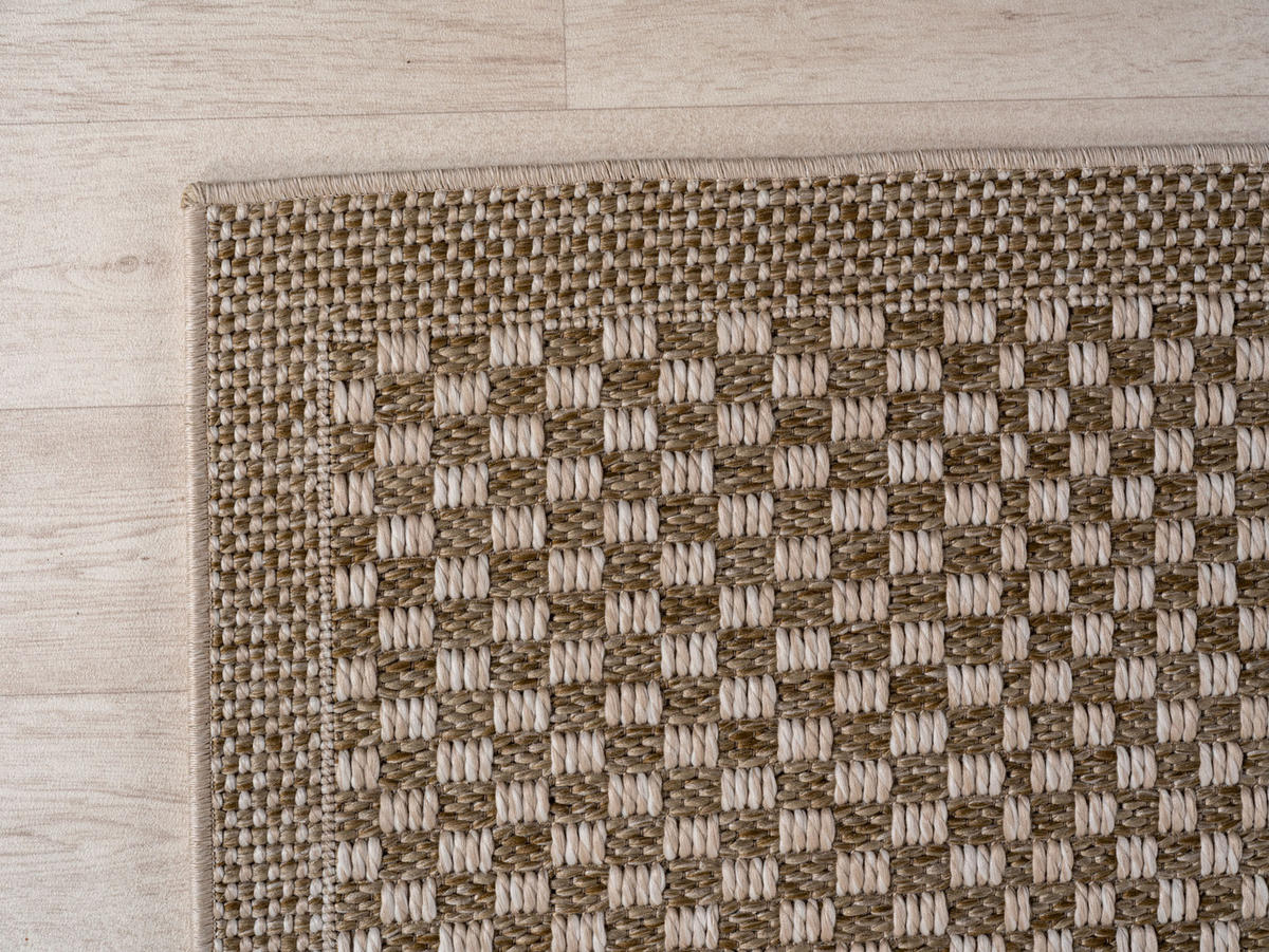TEPPICH In-/Outdoor Flachgewebe Karomuster Polypropylen Küche Beige Rechteckig 240x340 - Beige, Textil (240/340cm) - KADIMA DESIGN