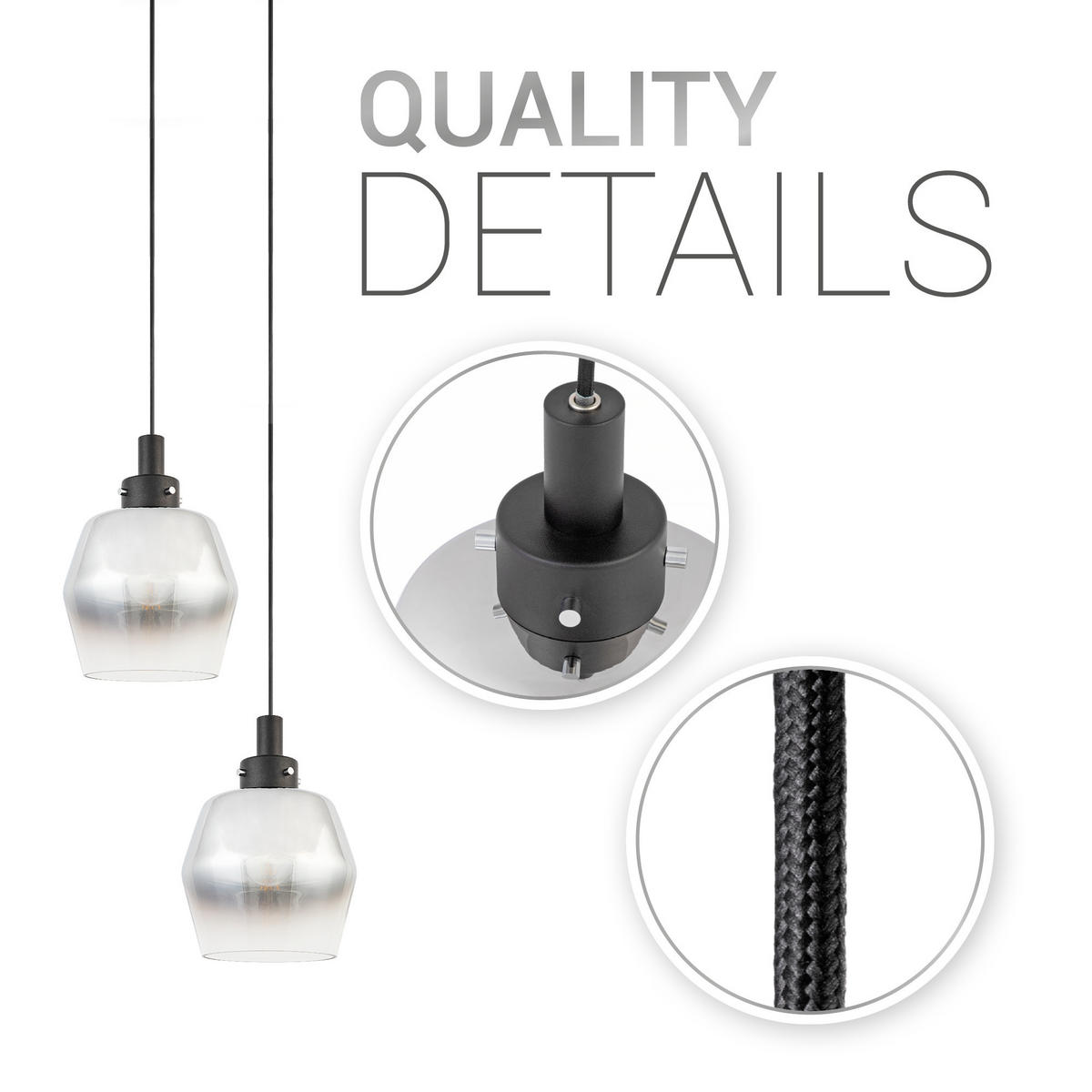 PENDELLEUCHTE Dana - Chromfarben/Schwarz, Metall (19/19/26.8cm) - Paco Home