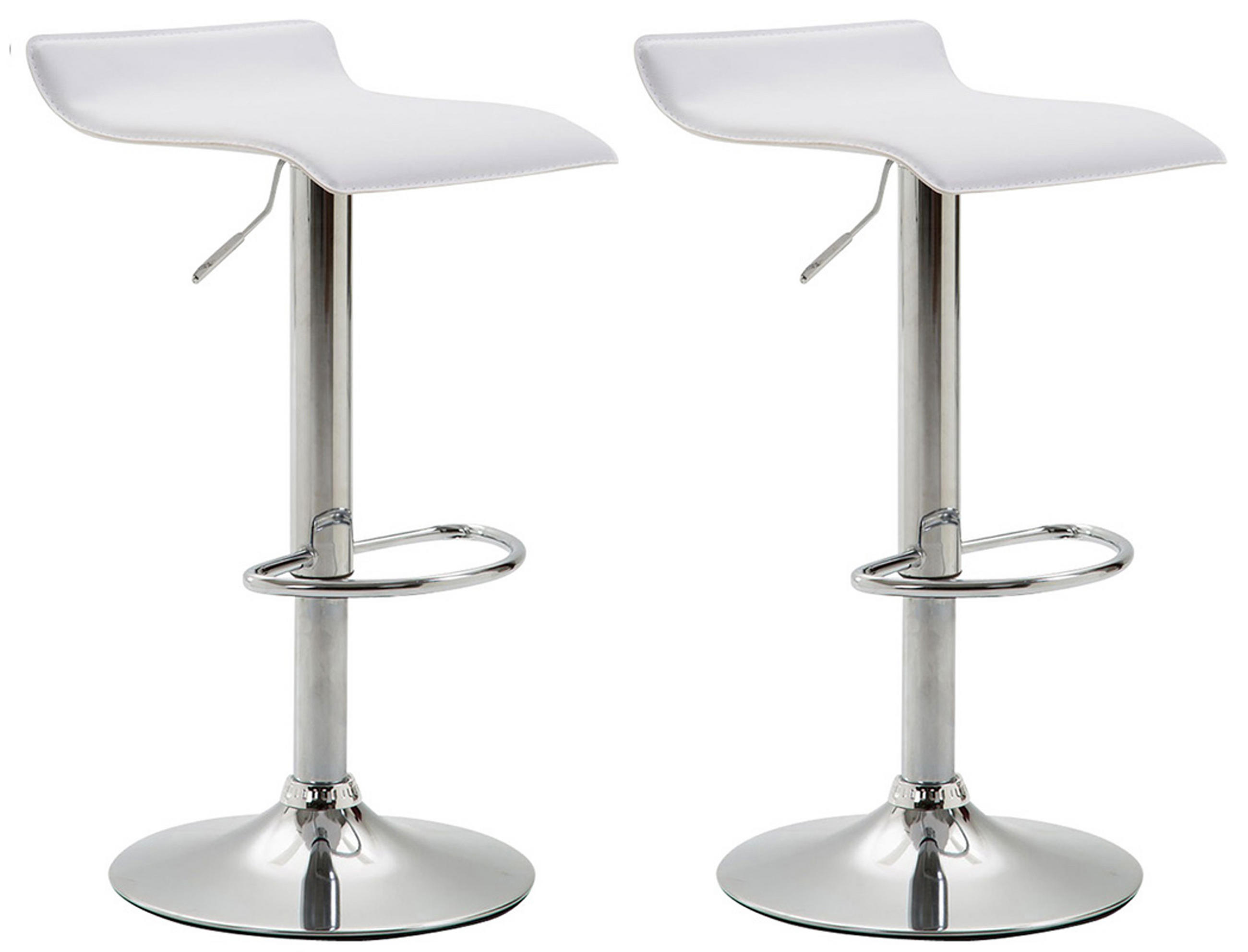 BARHOCKER 2er Set Dynasty Kunstleder chrom weiß - Schwarz/Weiß, Kunststoff/Metall (36/84/39cm) - TPFLiving