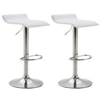 BARHOCKER 2er Set Dynasty Kunstleder chrom weiß - Schwarz/Weiß, Kunststoff/Metall (36/84/39cm) - TPFLiving