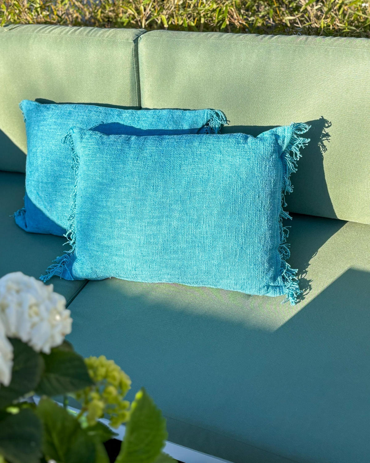 DEKORATIVNÍ POLŠTÁŘ sada 2 ks Modrý 50/35 cm Maba - modrá, textil (35/50cm) - Beliani