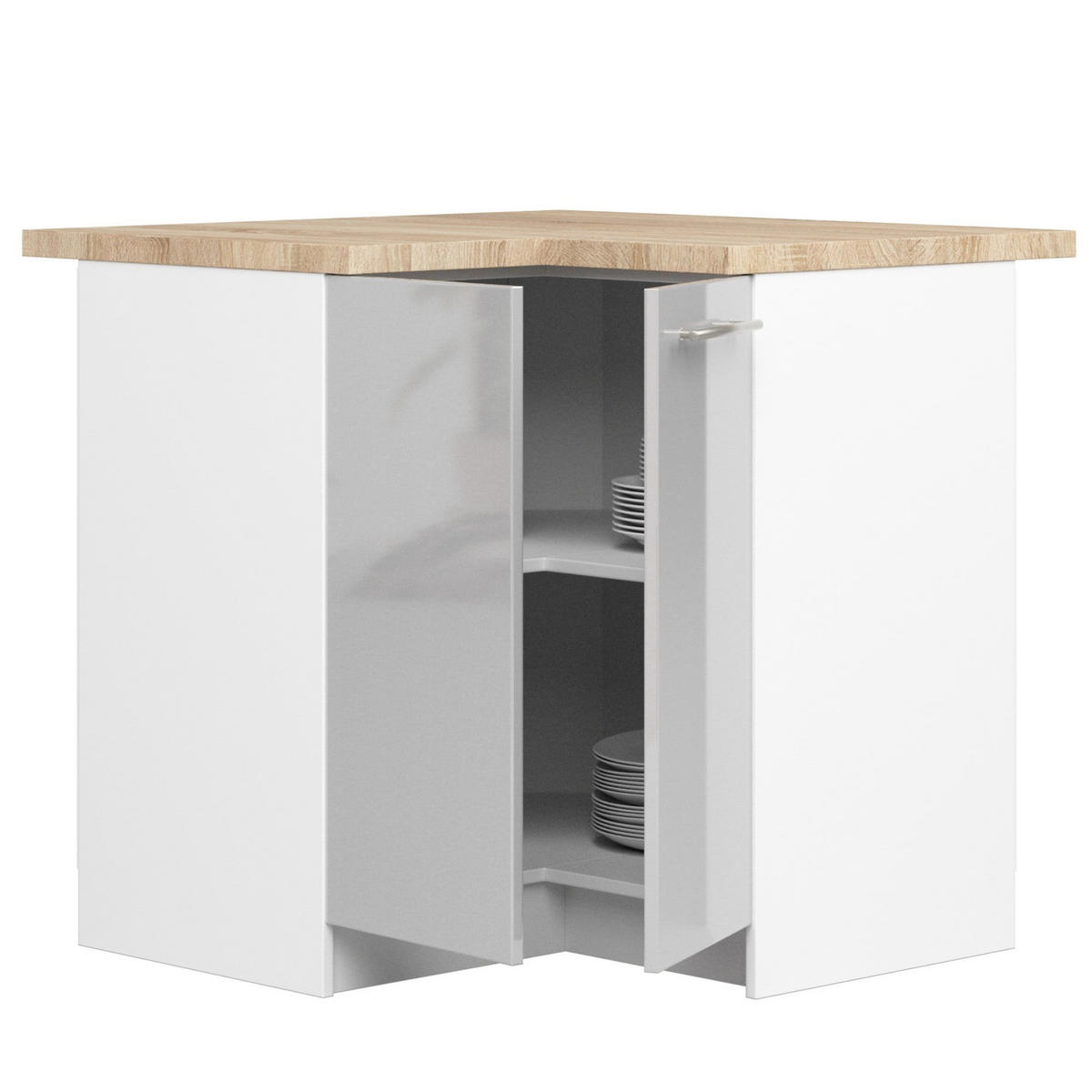 UNTERSCHRANK Weiß, Metallisch Glanz 85/90/46 - Weiß, Holzwerkstoff (90/85/46cm) - RAUMHIRSCH FURNITURE