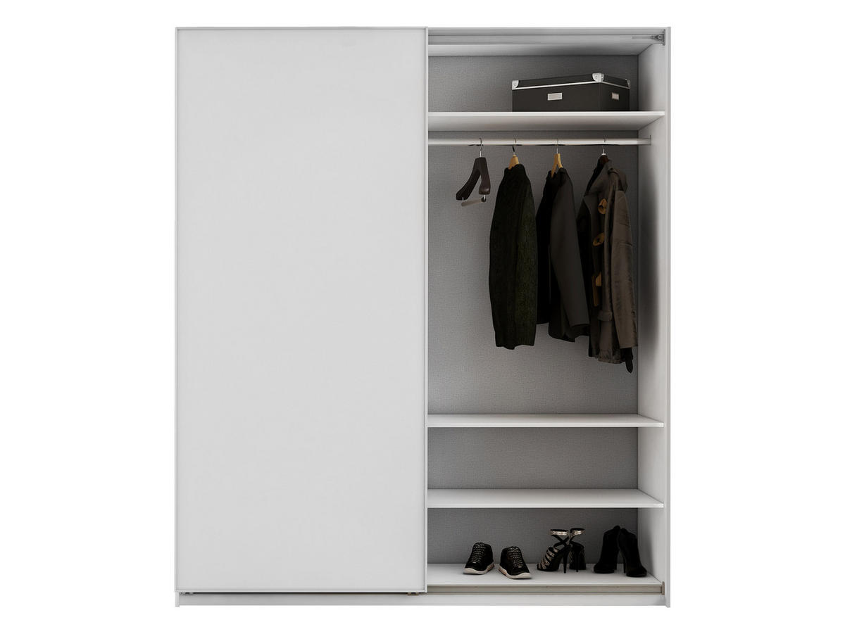SCHIEBETÜRENSCHRANK Maxi 2D 200 MX04 mit LED Beleuchtung - Weiß, Holzwerkstoff (210/235/71cm) - MIRJAN24