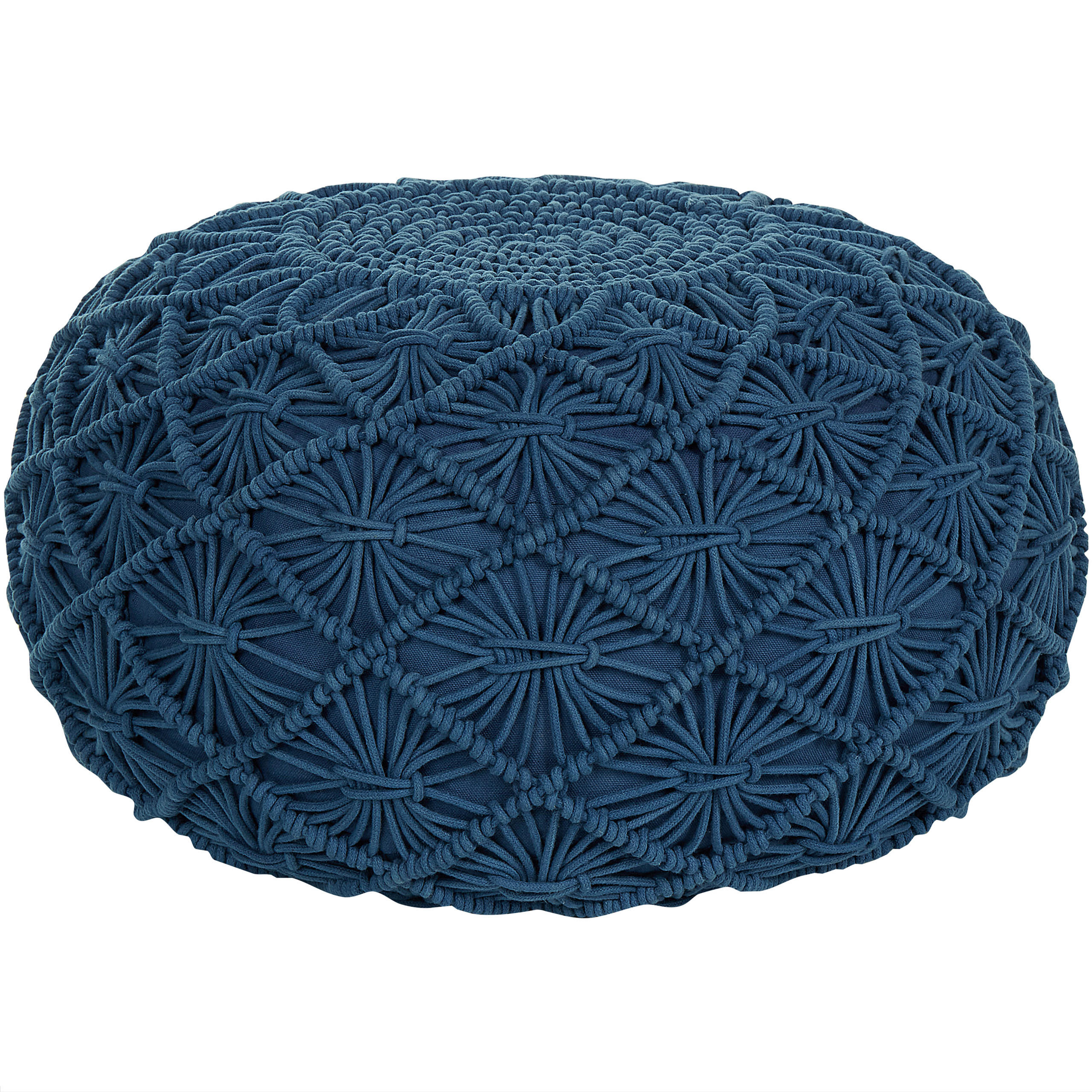 POUF Berkane 50/50/30 cm - Blau, Naturmaterialen/Textil (50/30/50cm) - Beliani