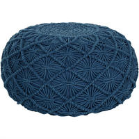 POUF Berkane 50/50/30 cm - Blau, Naturmaterialen/Textil (50/30/50cm) - Beliani