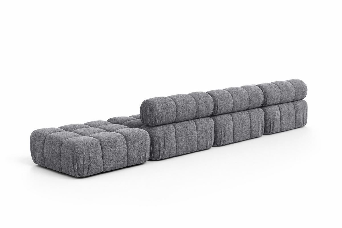 ECKSOFA L-Form XL, Stoff Bouclé Abriamo, Dunkelgrau, Links, Selia L XL - Dunkelgrau, Holz (380/160cm) - Kaiser Möbel