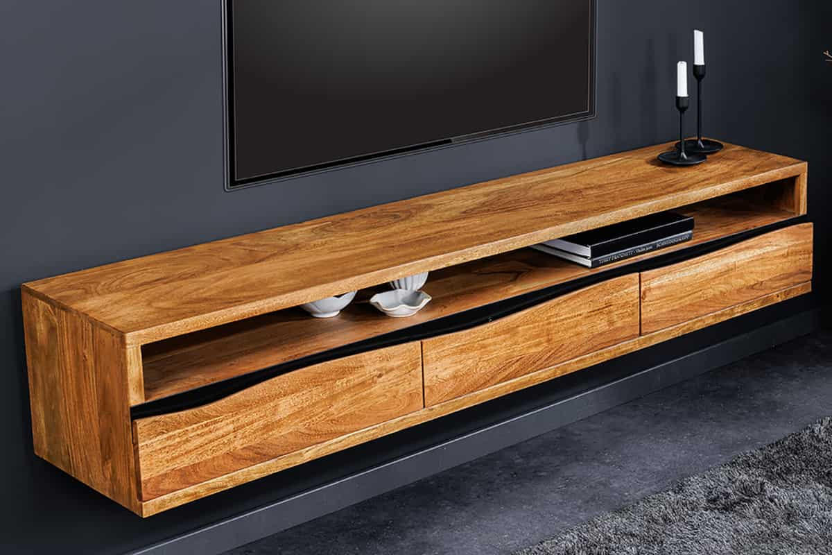 TV-LOWBOARD MAMMUT Akazie Braun 160cm - Schwarz/Braun, Holz/Metall (160/30/35cm) - riess-ambiente