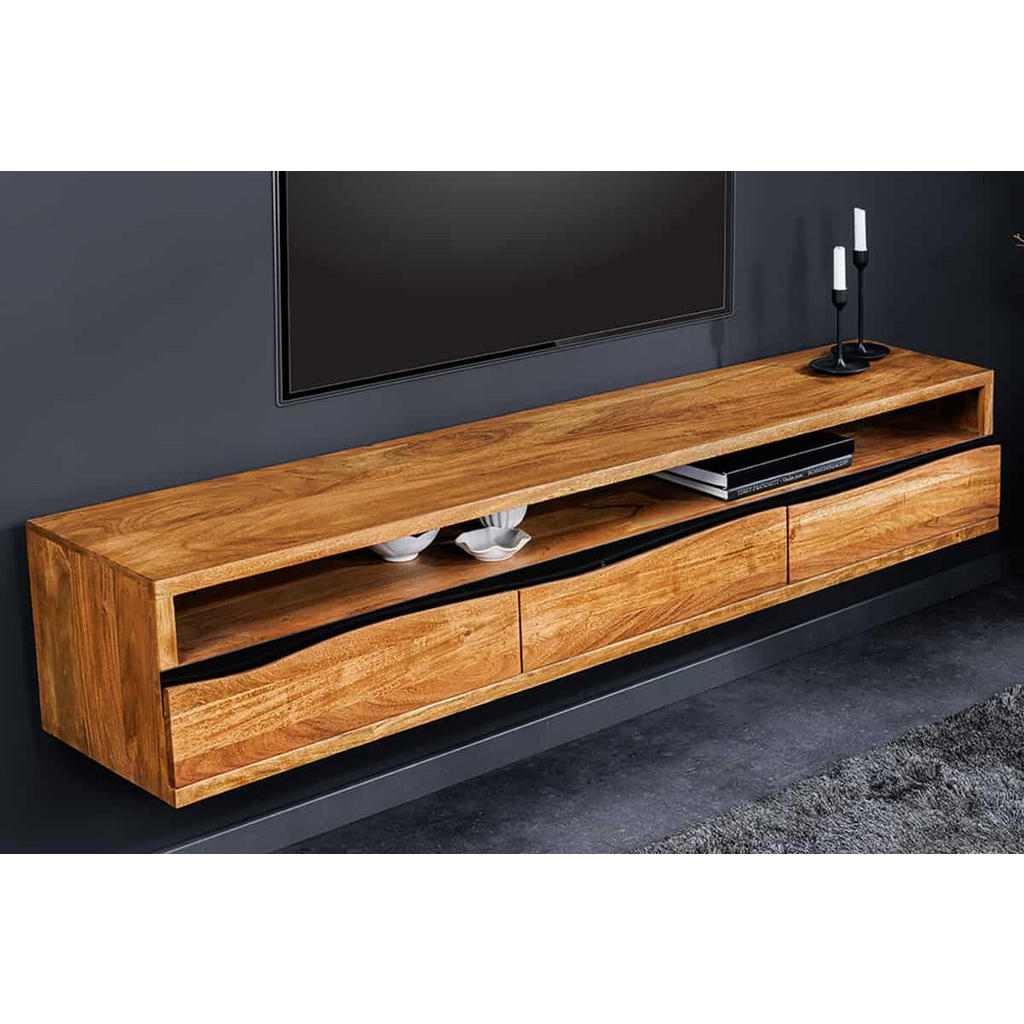 Thumbnail - riess-ambiente Tv-Lowboard, Braun, Schwarz, Holz, Holz, Metall, 160x30x35 cm, Wohnzimmer, Wohnwände, Lowboards, Lowboard...