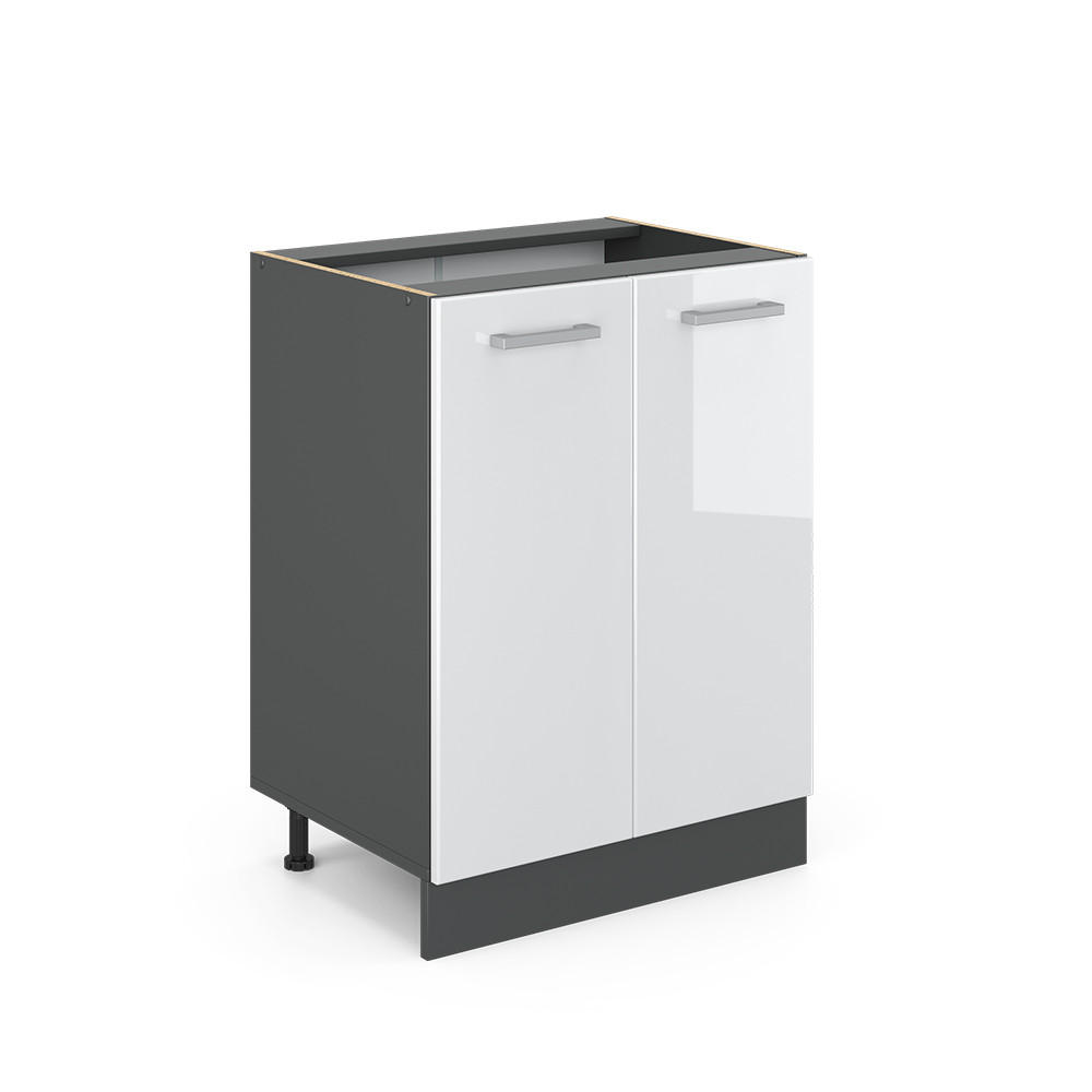 KÜCHENUNTERSCHRANK R-Line Weiß Hochglanz 60 cm ohne AP - Weiß Hochglanz/Anthrazit, Holzwerkstoff (60/81.6/46cm) - Vicco