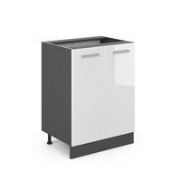 KÜCHENUNTERSCHRANK R-Line Weiß Hochglanz 60 cm ohne AP - Weiß Hochglanz/Anthrazit, Holzwerkstoff (60/81.6/46cm) - Vicco