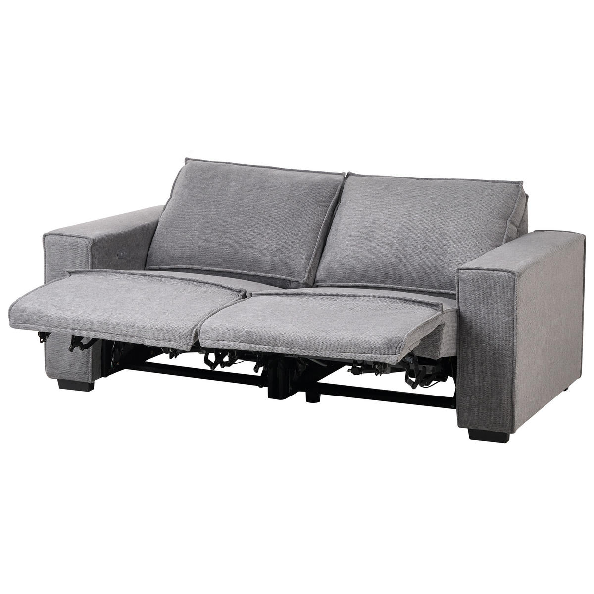 SOFA elektrisch verstellbar 2-Sitzer Stoff Grau Nukari - Dunkelgrau/Schwarz, Textil (190/93/92cm) - Beliani
