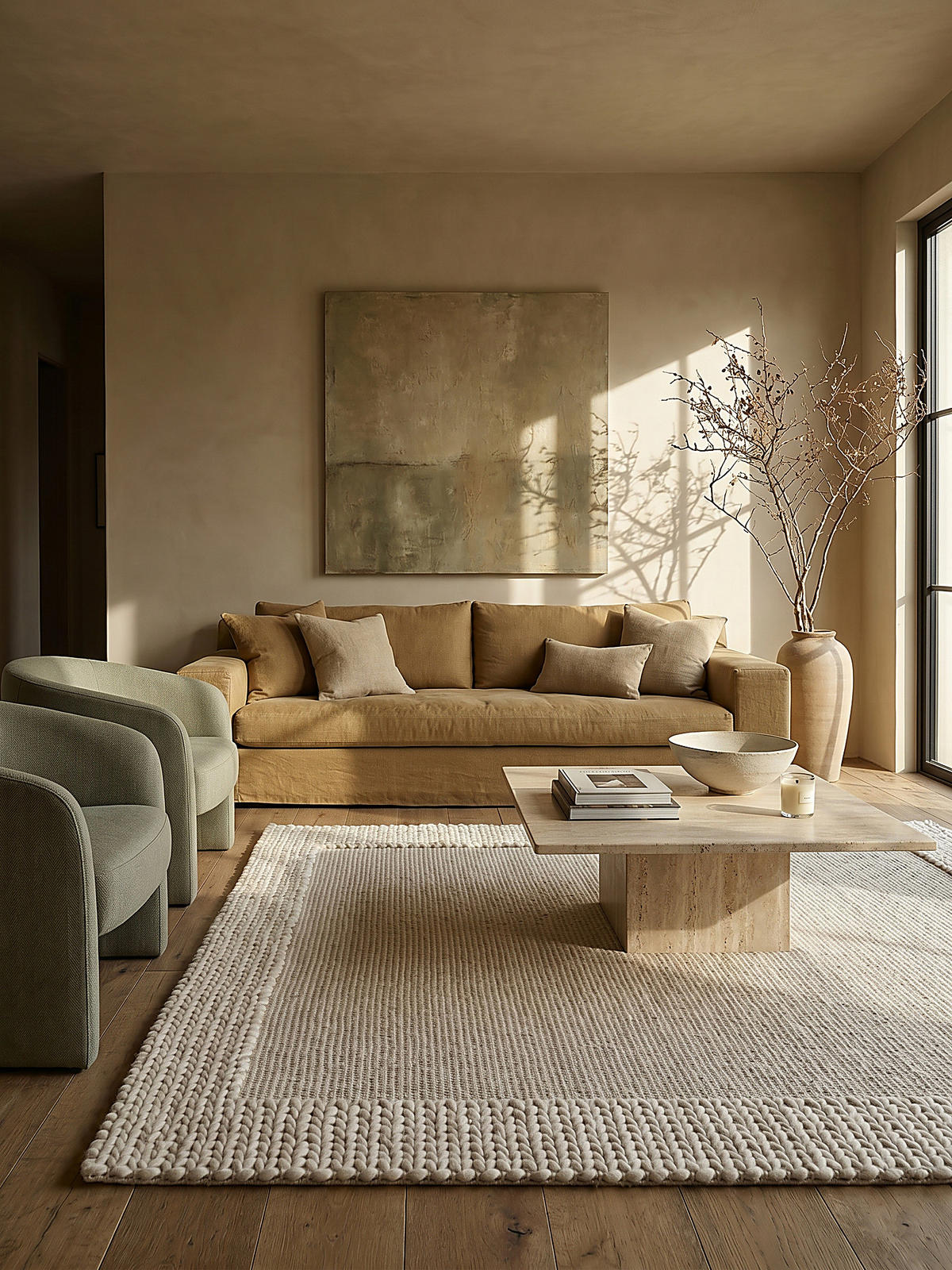 TEPPICH Chunky-Knit-Design, wolle-polyester-mix CALDER, Beige 120x170 cm - Beige, Textil (170/120cm) - KADIMA DESIGN