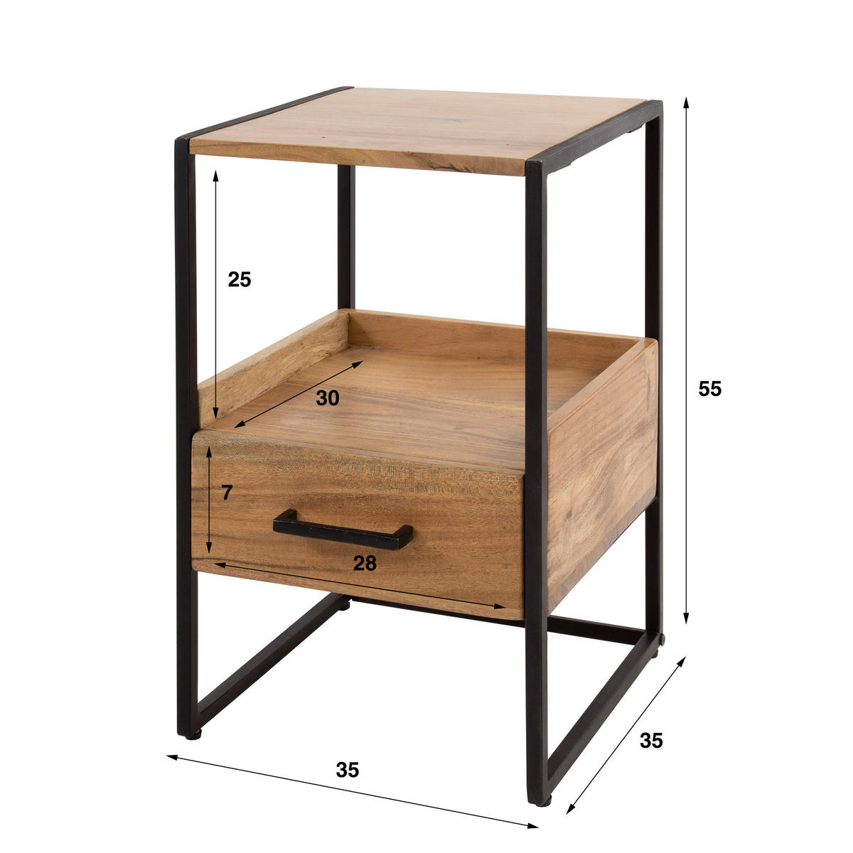NACHTTISCH Nische Braun 35/35/55 cm - Braun, Holz (35/55/35cm) - Hoyz Collection
