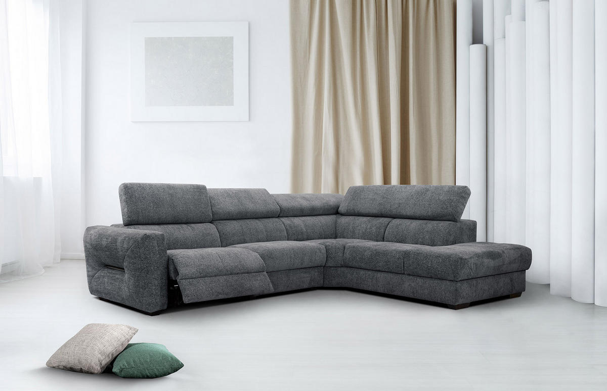ECKSOFA CALVERA 5-Sitzer mit 1 Relaxfunktion, graphitfarben - Graphitfarben, Holzwerkstoff/Textil (297/239cm) - Courtois Laville