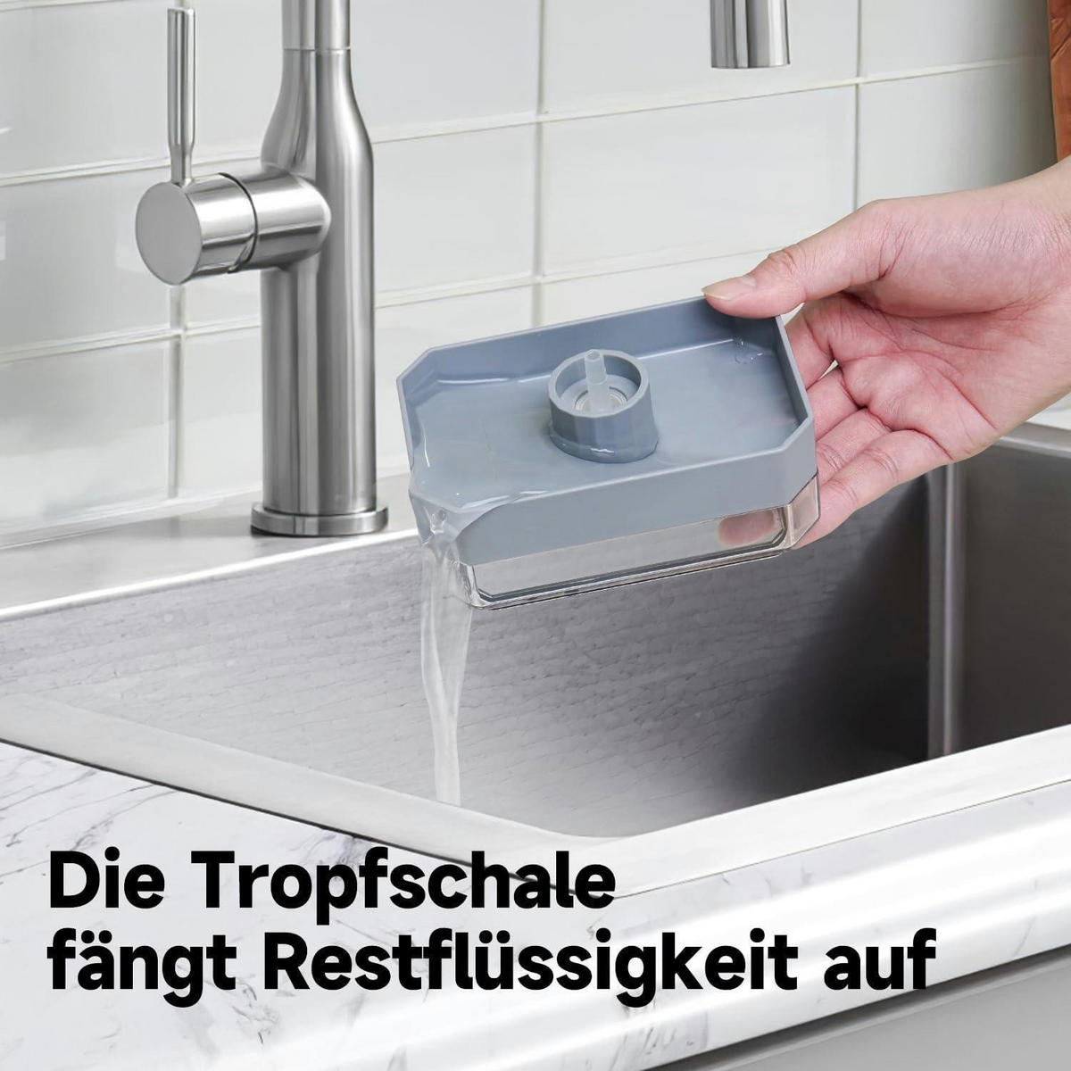 SEIFENSPENDER Küche Edelstahl 240 ml mit Schwamm - Silberfarben, Metall (9.8/14.7/10cm)