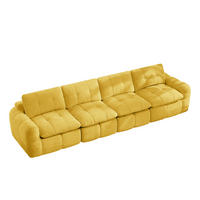 SOFA 334/97/68 cm in Gelb aus Chenille mit hoher Belastbarkeit - Gelb, Textil (97/68/334cm) - Flora Grace