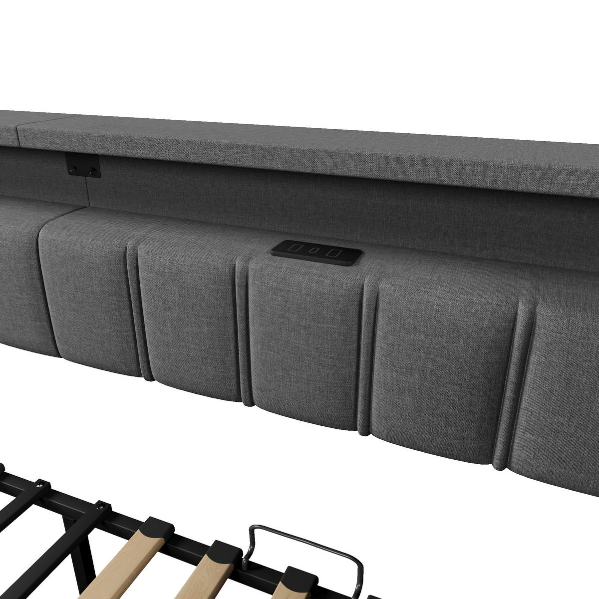 TAGESBETT 90/200 cm DE-04967, mit Ausziehbett, LED und 2 Schubladen in Grau - Grau, Holzwerkstoff/Metall (90/200cm) - ComfortXL
