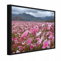 BILDER mit Rahmen Blumen Felder Rosa 100x70 cm - Multicolor, Holzwerkstoff (100/70cm) - Wallarena