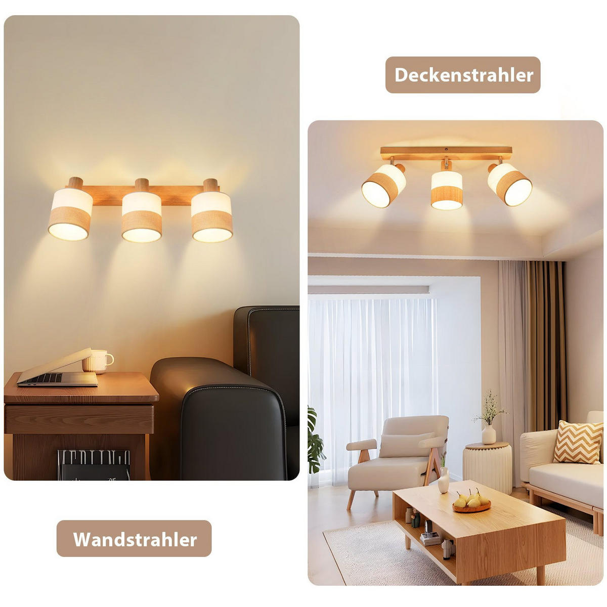 DECKENLEUCHTE FOSTER II 16/48/13 cm - Braun, Textil (48/16/13cm) - Nettlife