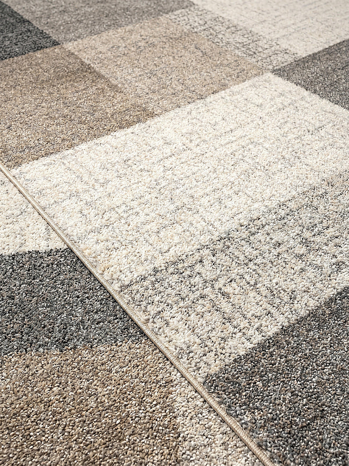 TEPPICH Niederflor Patchwork THUR Polypropylen Grau 140 x 200 cm - Beige, Textil (140/200cm) - KADIMA DESIGN