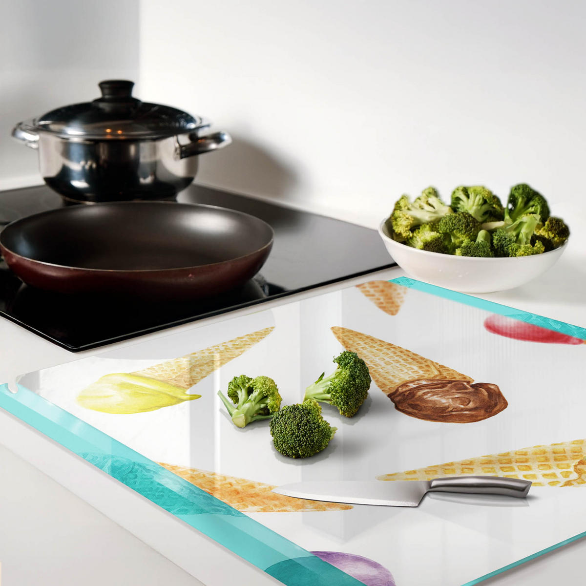 GLASPLATTE 60x52 cm Eis - Multicolor, Glas (60/0.4/52cm) - TULUP