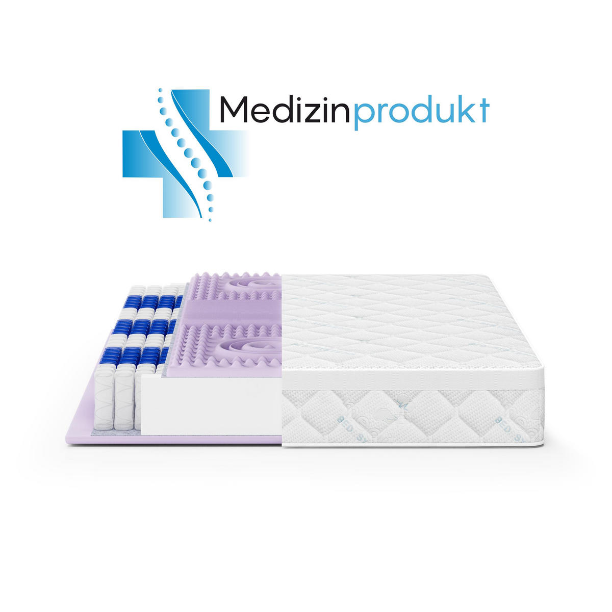 WENDEMATRATZE Mediro Vita 27 cm,7-Zone, mit hochflexiblem Profilschaumstoff, H3, 160x200 - Weiß, Textil (160/200cm) - Beautysofa