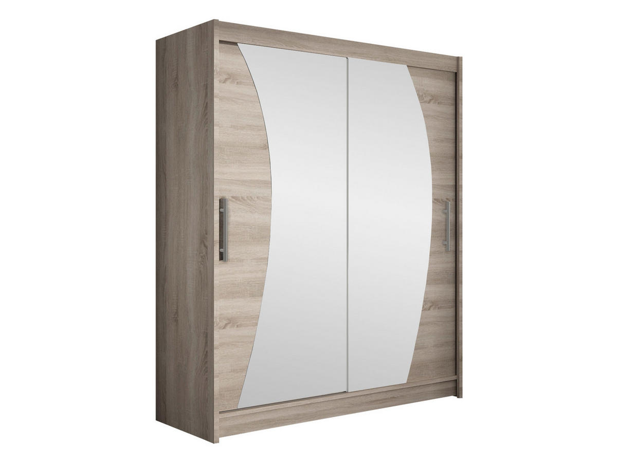 SCHWEBETÜRENSCHRANK Westa X - Silberfarben/Trüffeleichefarben, Holzwerkstoff/Metall (150/200/58cm) - MIRJAN24