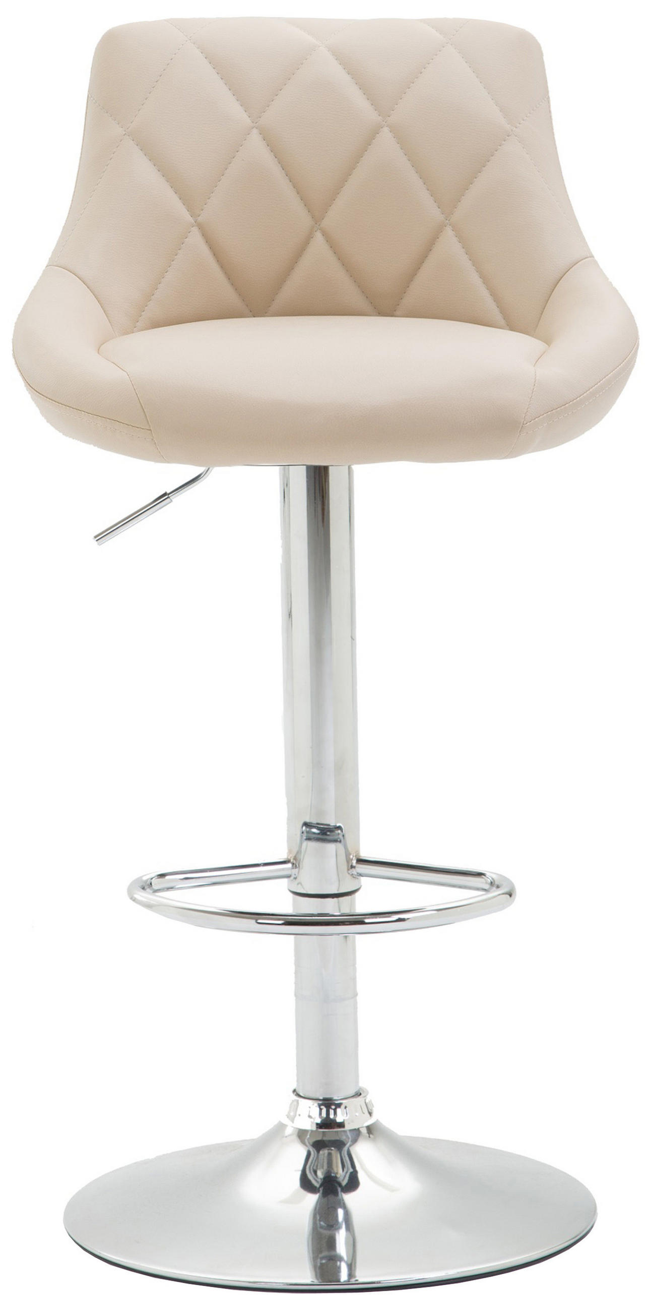 BARHOCKER Lazius, Gestell Metall in Chromoptik, Kunstleder Creme - Chromfarben/Creme, Kunststoff/Textil (46/100/49cm) - TPFLiving