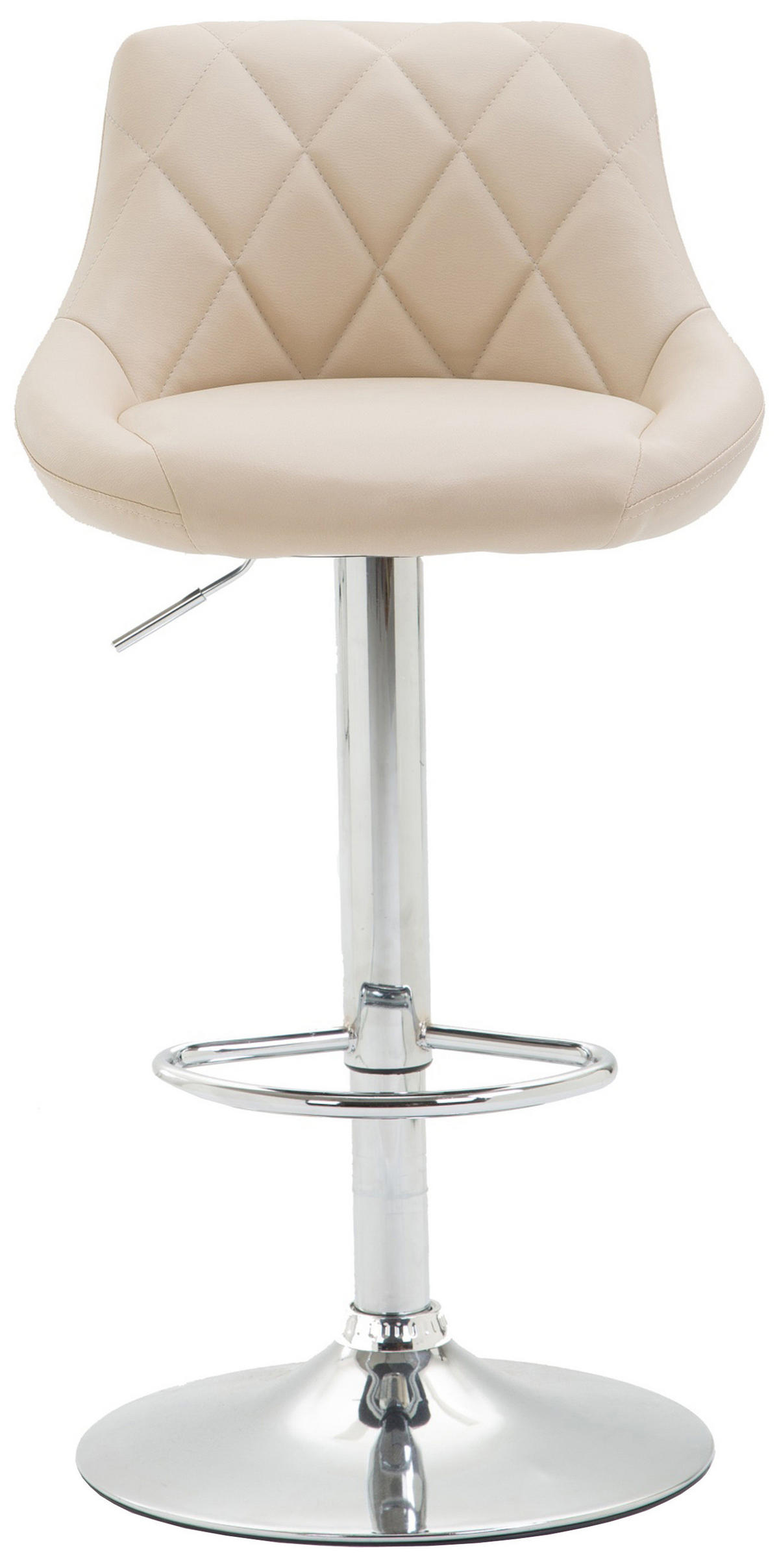 BARHOCKER Lazius, 2er Set, Gestell Metall in Chromoptik, Kunstleder Creme - Chromfarben/Creme, Kunststoff/Textil (46/100/49cm) - TPFLiving