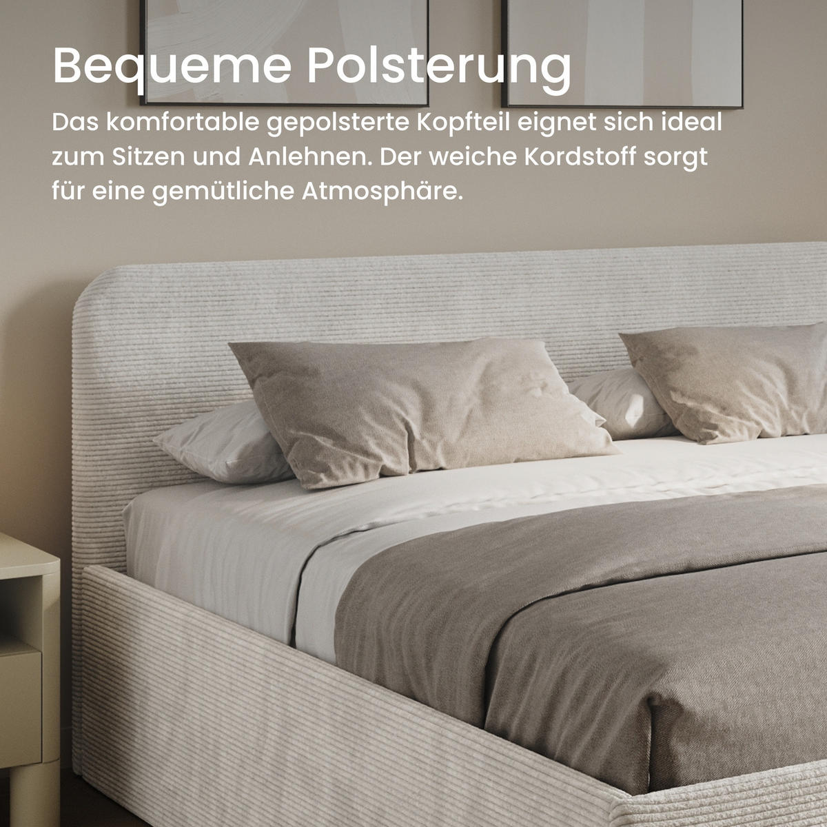 POSLTERBETT mit Kaltschaummatratze 160x200 cm in Hellbeige - Beige, Holzwerkstoff/Textil (160/200cm) - Home Collective