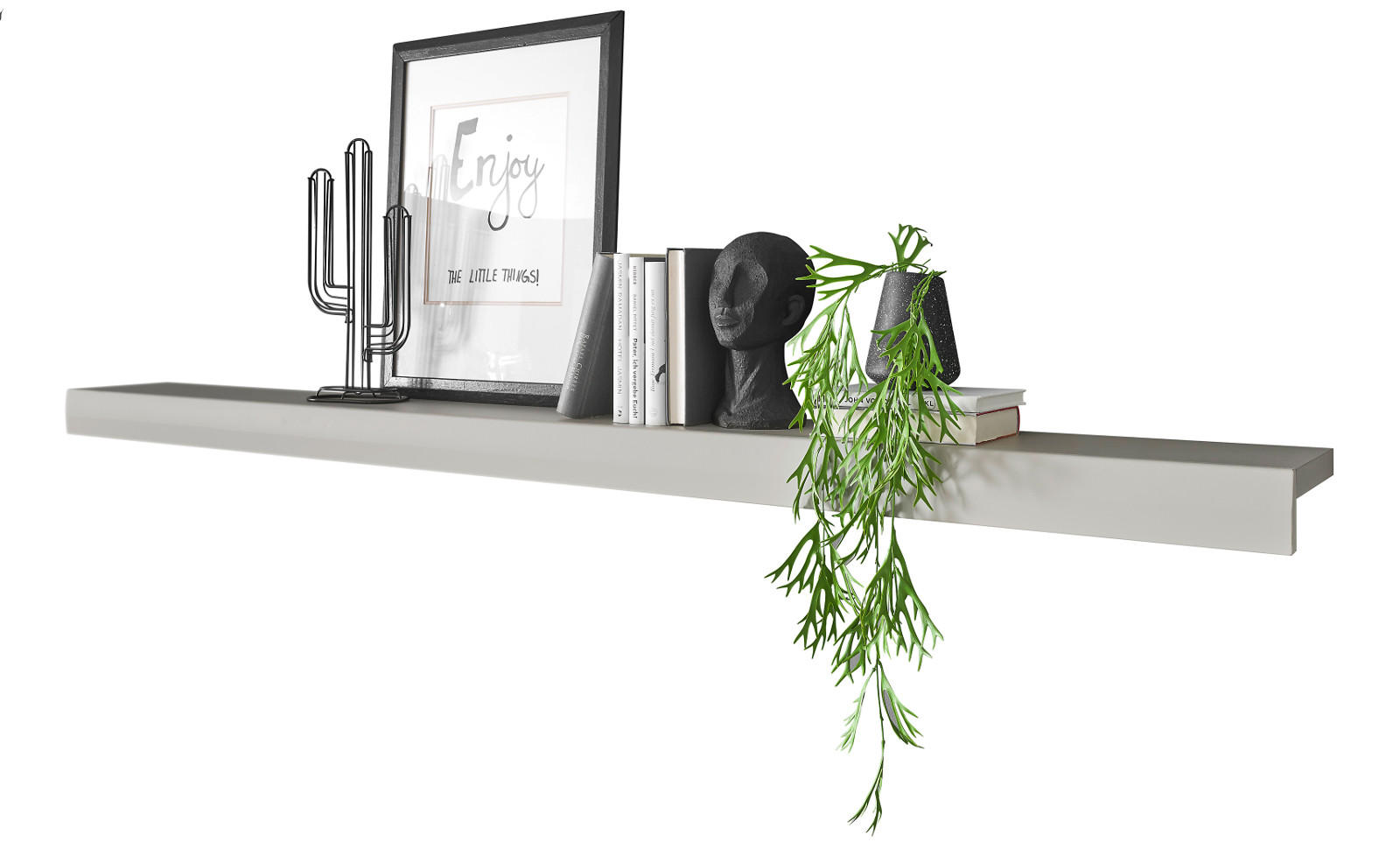 WANDBOARD Kieselgrau matt, Wandregal 200 cm - Eichefarben/Grau, Holzwerkstoff (200/8/20cm) - Furn.Design