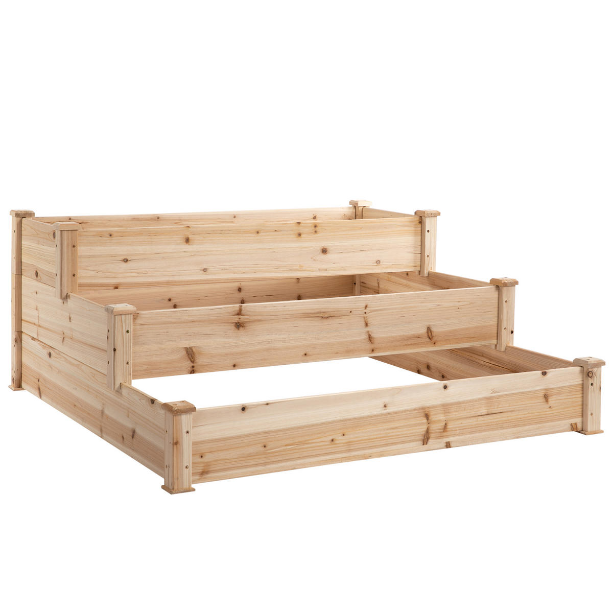 HOCHBEET 3-Stufig DE-12226 120/120/56 cm, ohne Boden Natur - Naturfarben, Holz (120/56/120cm) - ComfortXL