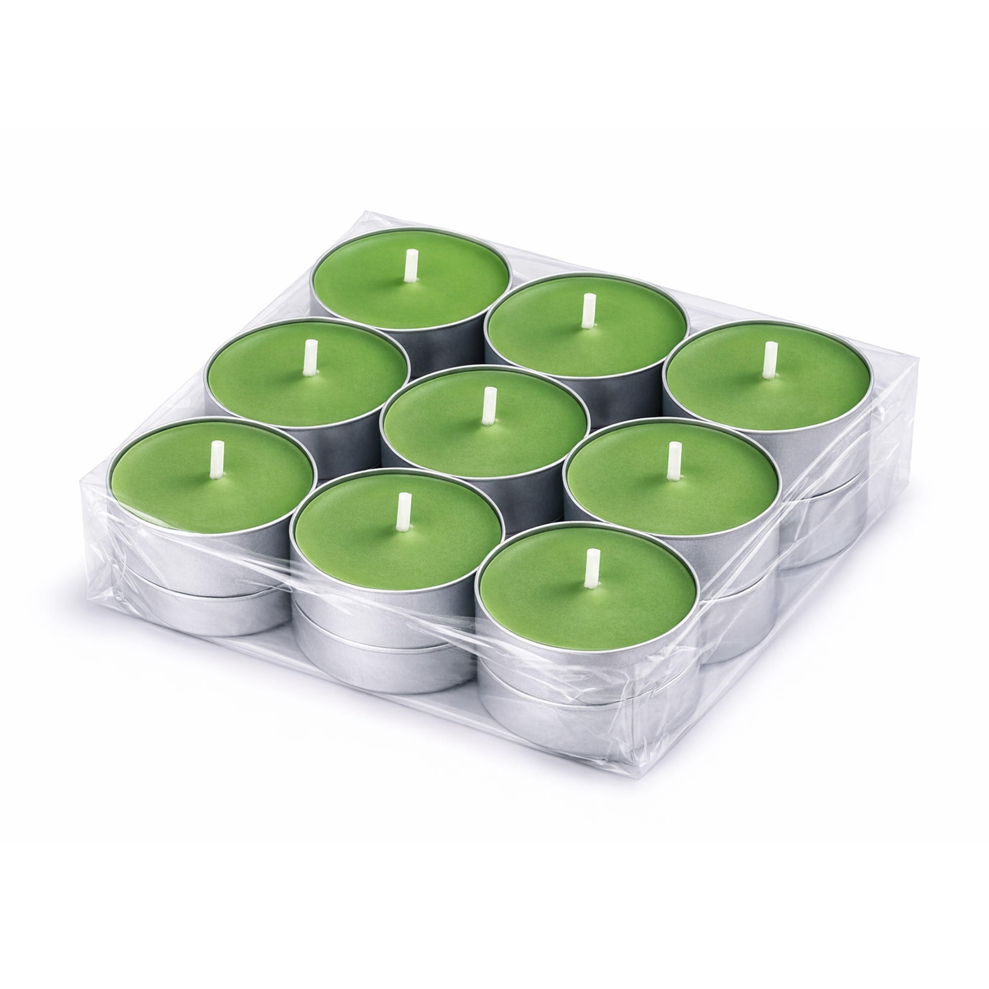 TEELICHT mit Duft - Apfel - 18er Pack - Grün, Naturmaterialien (4/1.5/4cm) - HS Candle