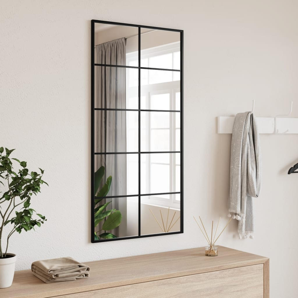 WANDSPIEGEL Schwarz 50x100 cm Rechteckig Eisen - Schwarz, Metall (50/100/100cm) - furnicato