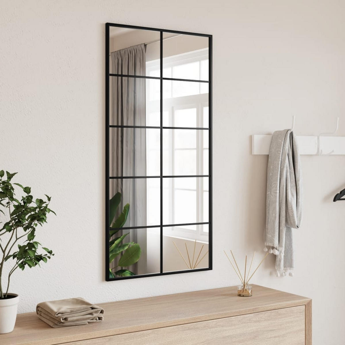WANDSPIEGEL Schwarz 50x100 cm Rechteckig Eisen - Schwarz, Metall (50/100/100cm) - furnicato