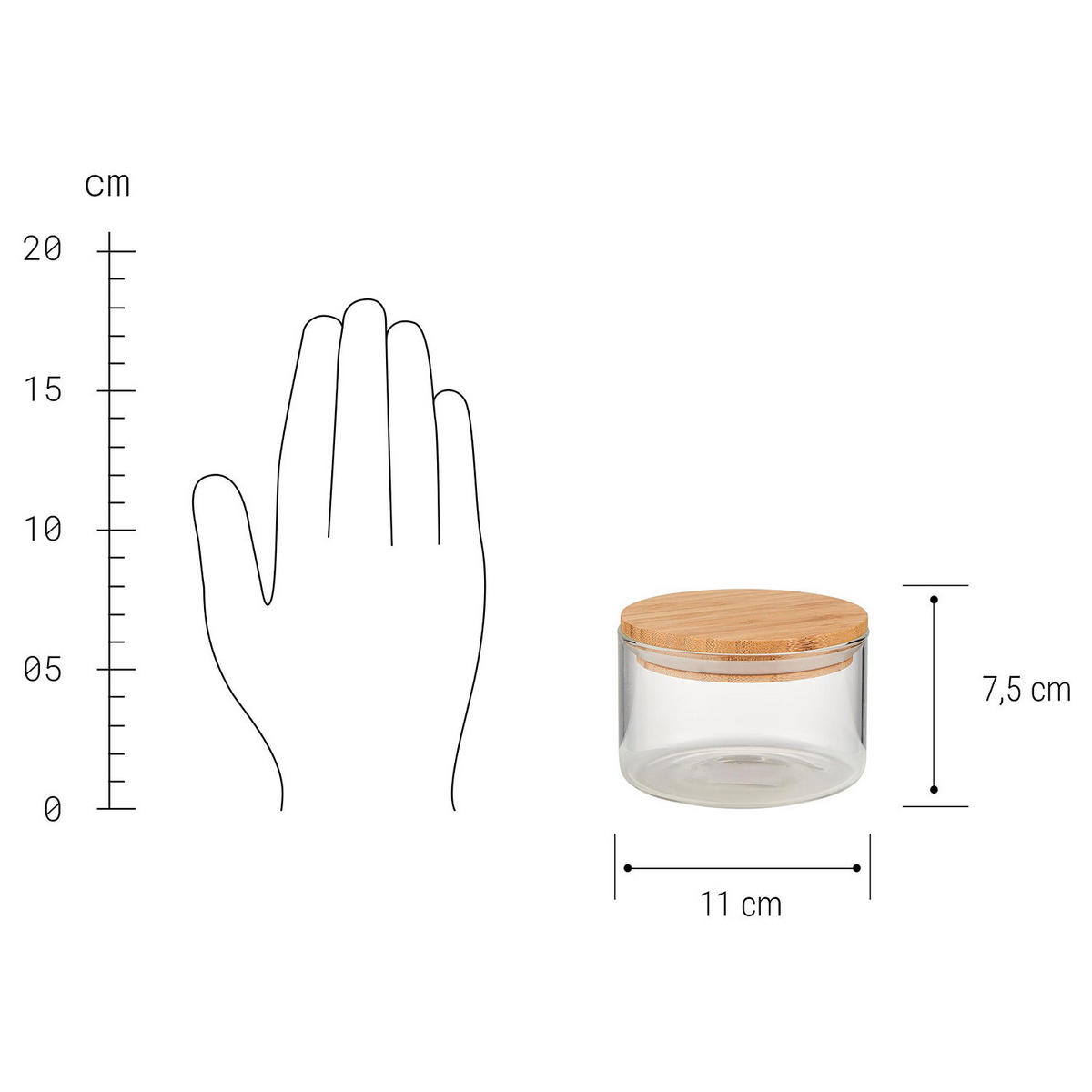VORRATSGLAS (4er Set) Woodlock - Transparent, Glas/Holz (11/8/11cm) - Butlers
