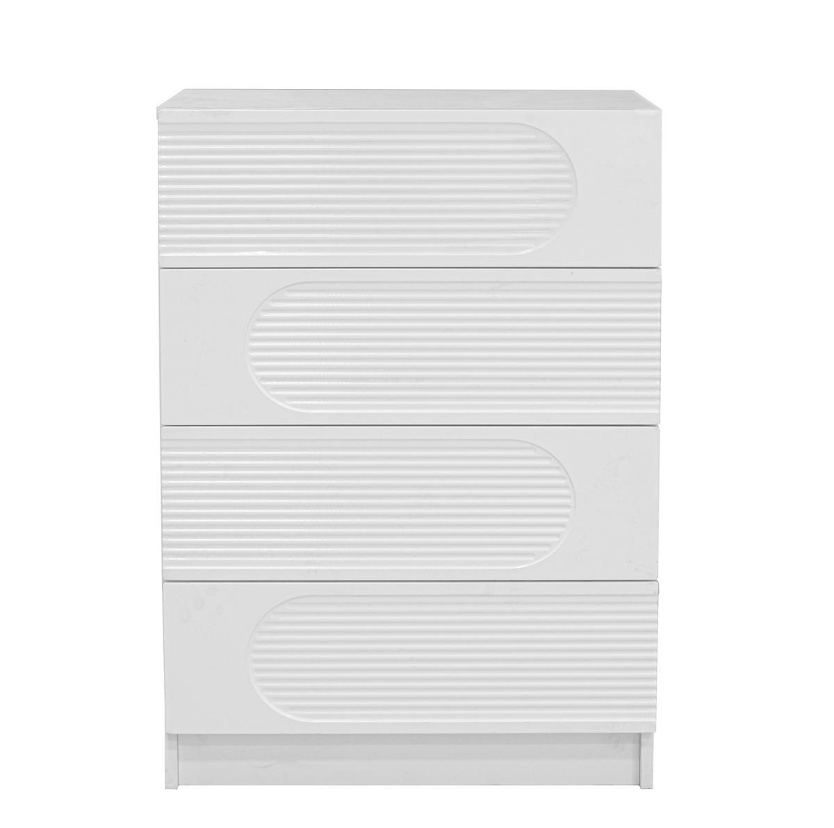 KOMMODE 60/38,5/85 cm mit 4 Schubladen – weiss, Hochglanz-Fronten - Weiß, Holzwerkstoff (60/85/38.5cm) - BEAOK