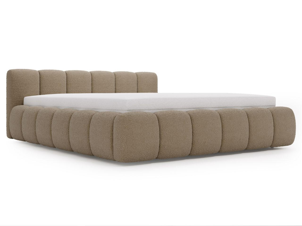 POLSTERBETT Cloud Low 200x200 Bouclé-Stoff Braun - Braun, Textil (200/200cm) - Graingold