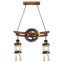 HÄNGELEUCHTE Holz Braun Steampunk Design - Braun, Holz (62/20/110cm) - Globo Lighting