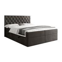 BOXBETT INEZ mit Bettkasten mit Topper 180x200 cm Royal Velvet 185 - Graphitfarben, Textil - Lookway