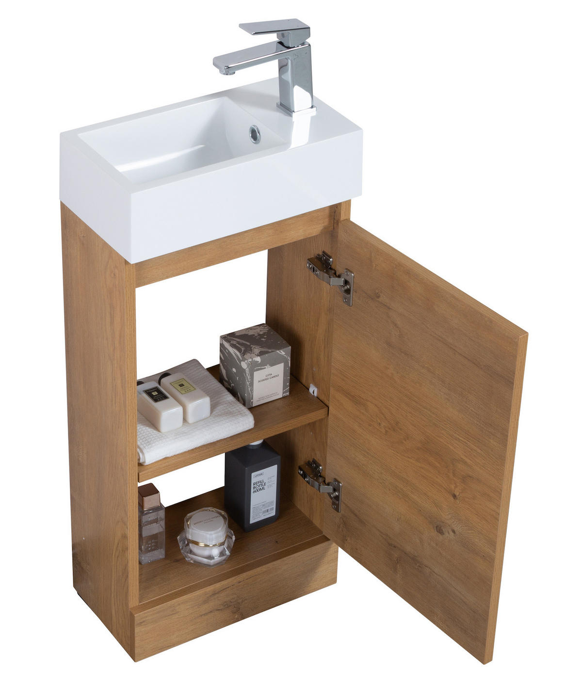 GÄSTE-WC-MÖBELSET Peru 2 Teile Eiche - 40 x 22 x 89 cm - Eichefarben, Holz (40/89/22cm) - Badplaats