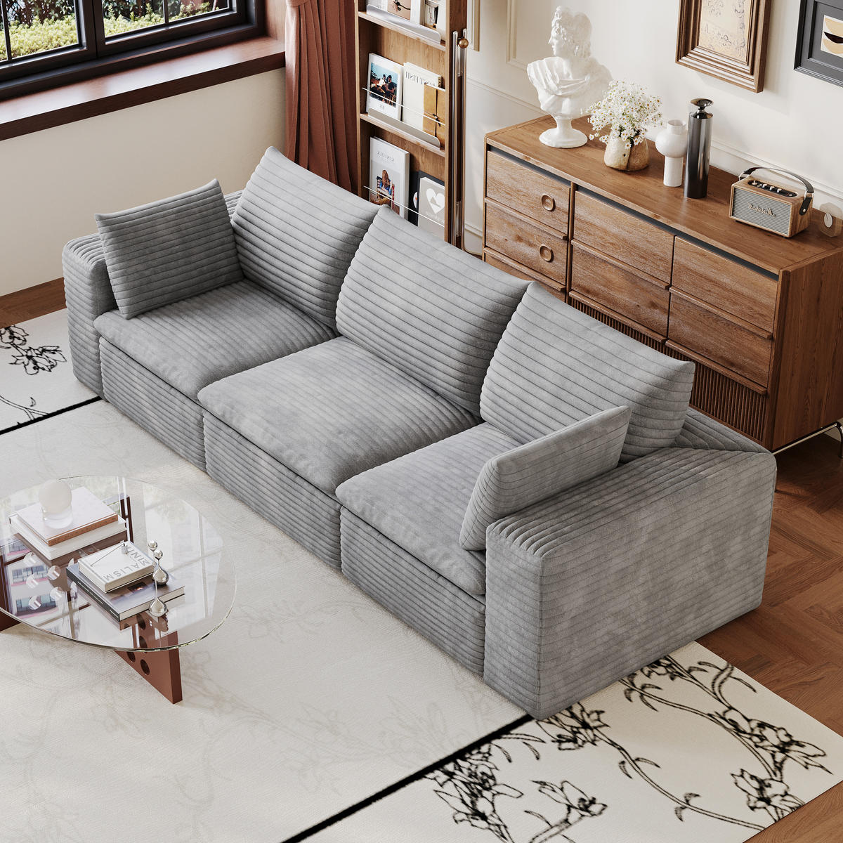 3-SITZER-SOFA DE-34773 mit abnehmbare Polsterung Grau - Grau, Textil (90/60/260cm) - ComfortXL