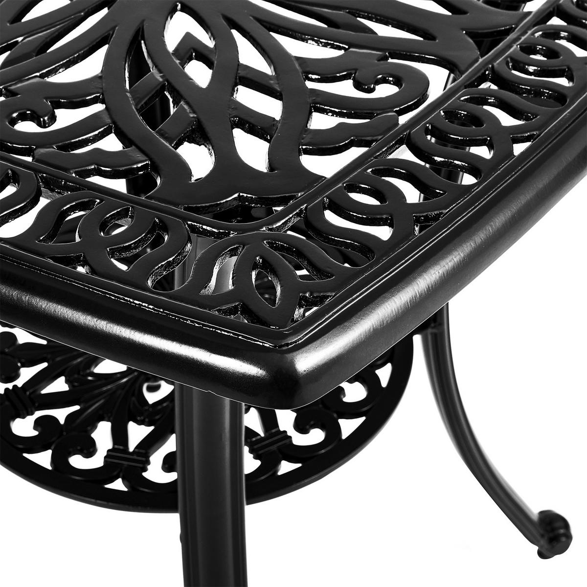 GARTENTISCH aus Gussaluminium in Schwarz Quadratisch 62,5 cm B × 62,5 cm T × 62,3 cm H - Schwarz, Metall (62.5/62.5/62.3cm) - Livingandhome